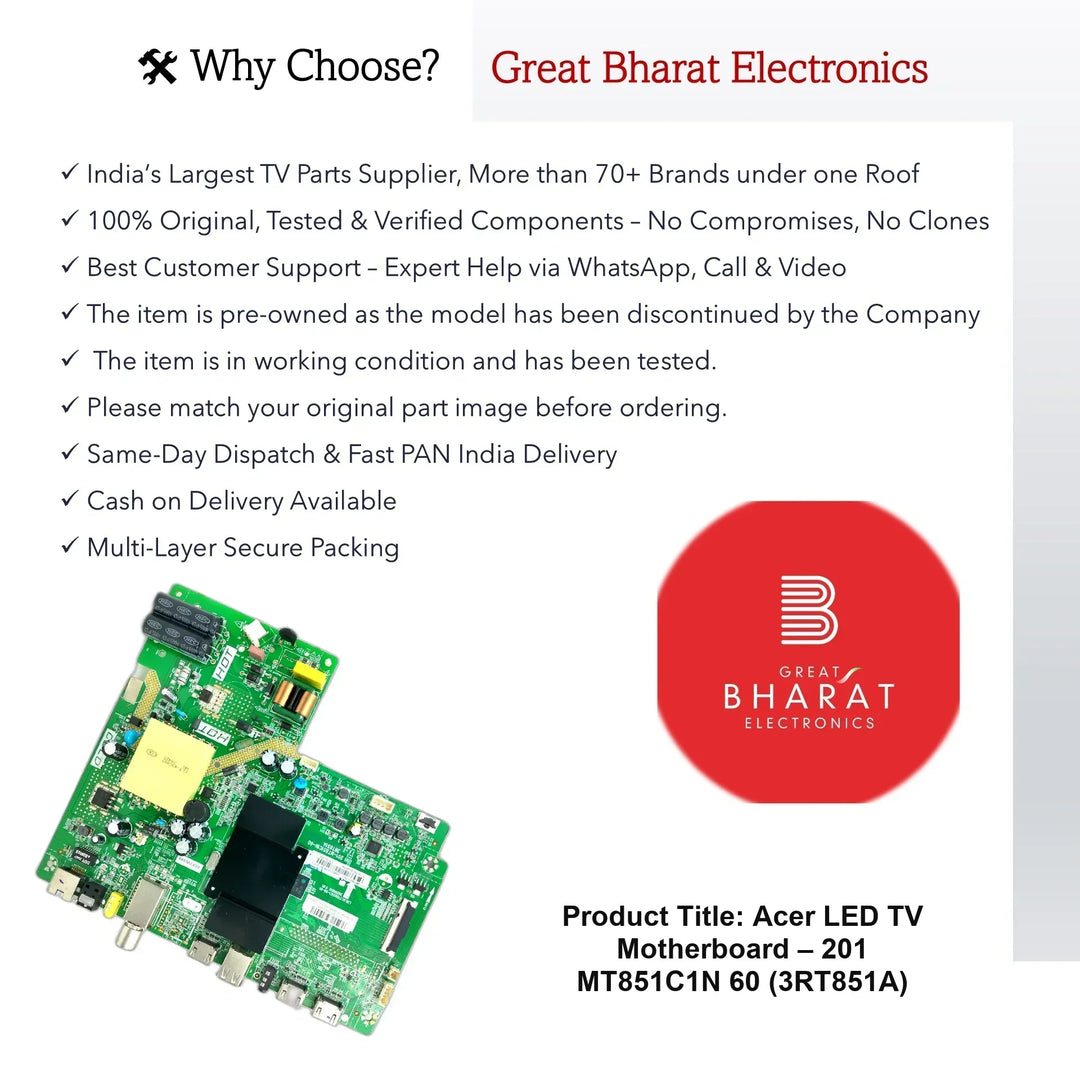 AcerLEDTVMotherboard_201-MT851C1N-60_3RT851A_3 - Great Bharat Electronics
