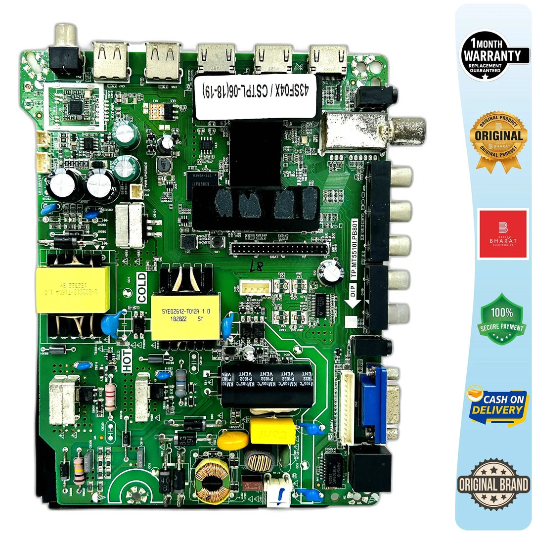 Cloud Walker 43SF04X Motherboard – Original Cloud Walker 43 Inch LED TV Main Board - Great Bharat Electronics