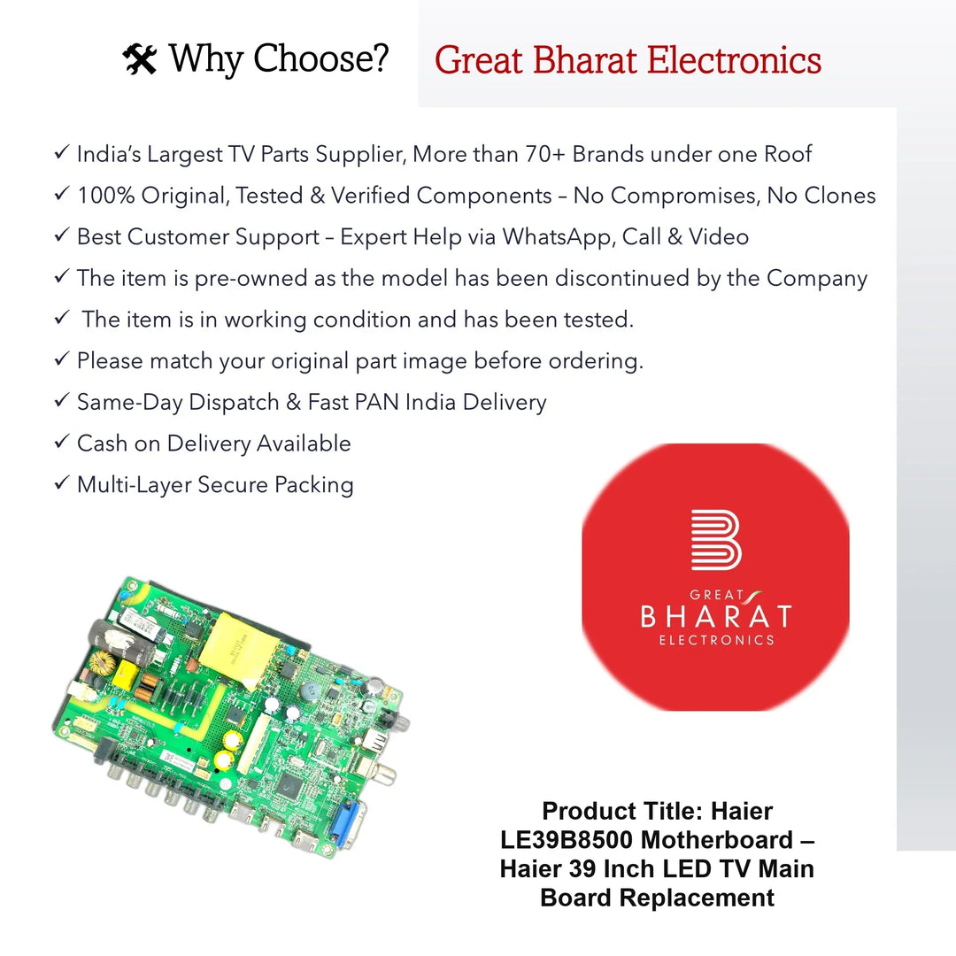 Haier LE39B8500 Motherboard – Original Haier 39 Inch LED TV Main Board - Great Bharat Electronics