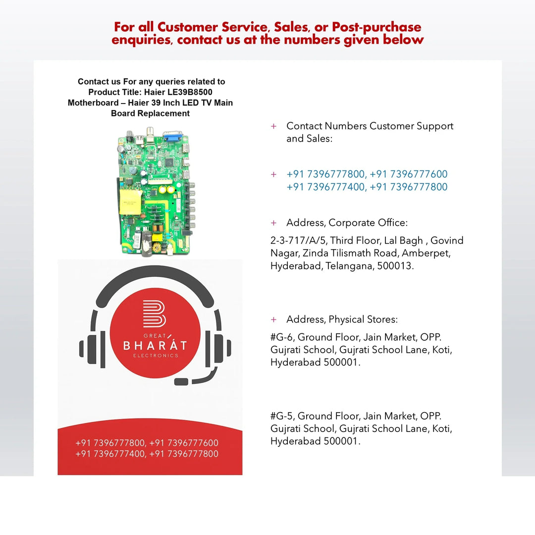 Haier LE39B8500 Motherboard – Original Haier 39 Inch LED TV Main Board - Great Bharat Electronics