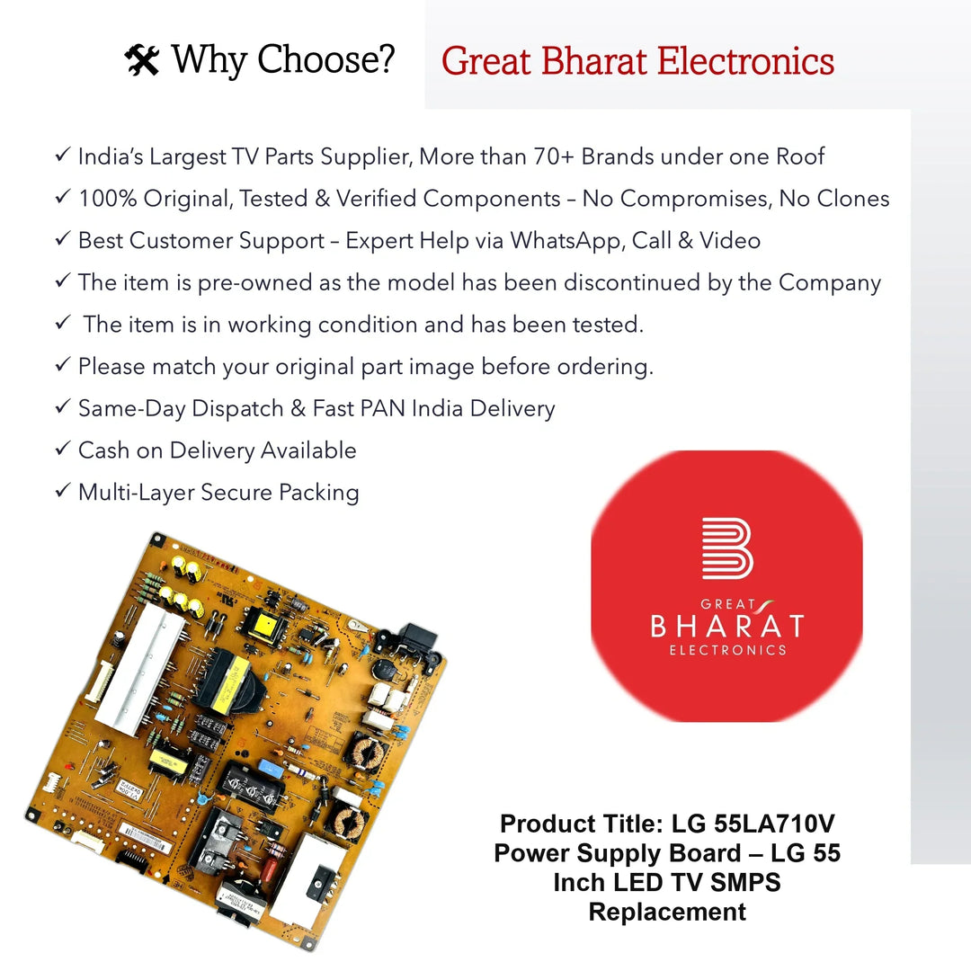 LG 55LA710V Power Supply Board – Original LG 55 Inch LED TV SMPS - Great Bharat Electronics