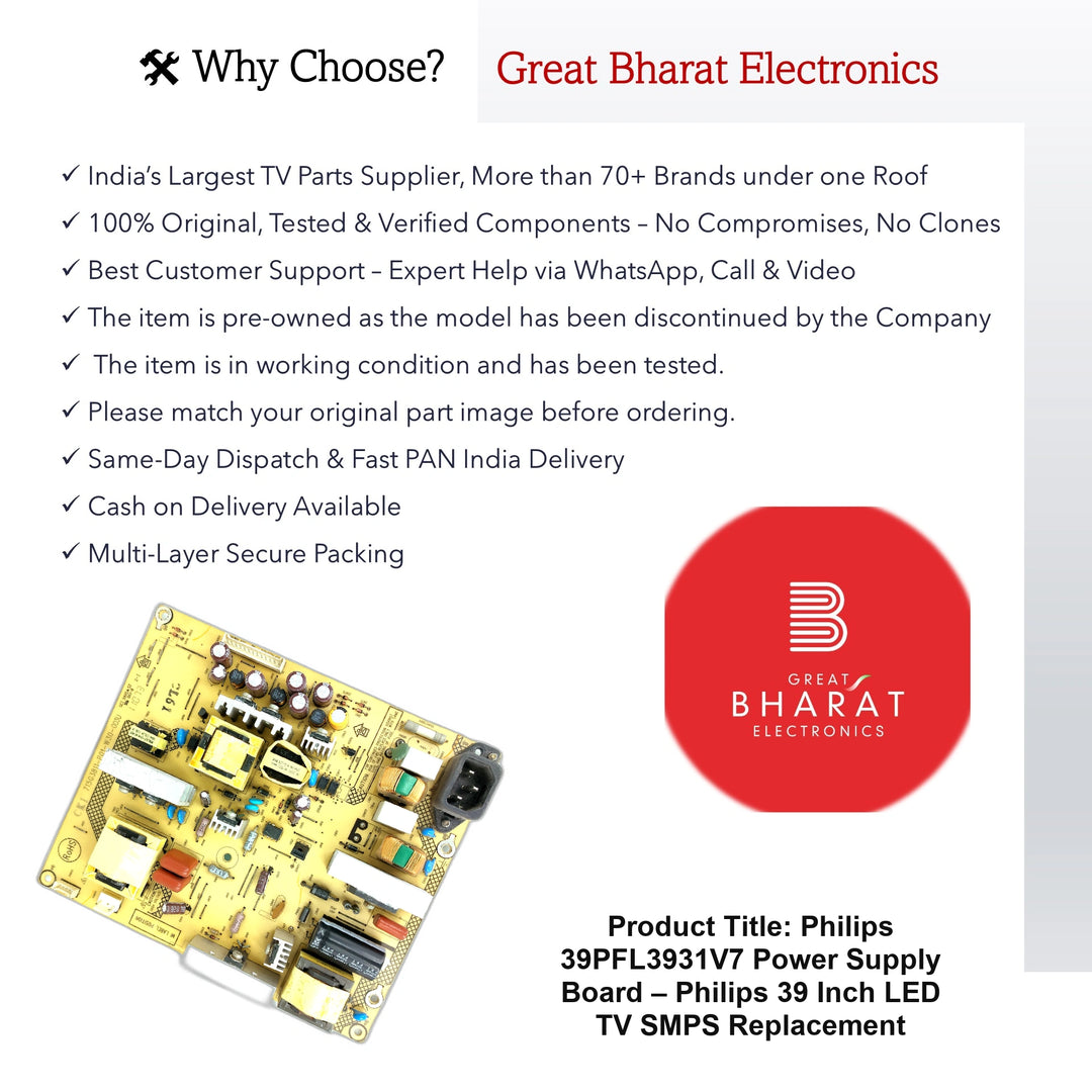 Philips 39PFL3931V7 Power Supply Board – Original Philips 39 Inch LED TV SMPS