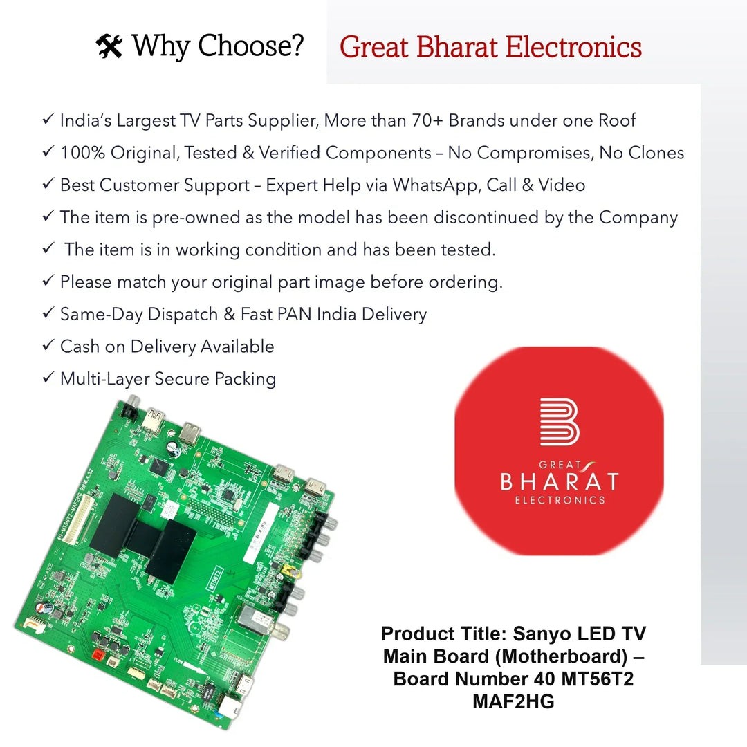 SanyoLEDTVMainBoard_Motherboard_BoardNumber40-MT56T2-MAF2HG_3_74c5e9e5-55fd-4935-9bd1-6db7a9457492 - Great Bharat Electronics