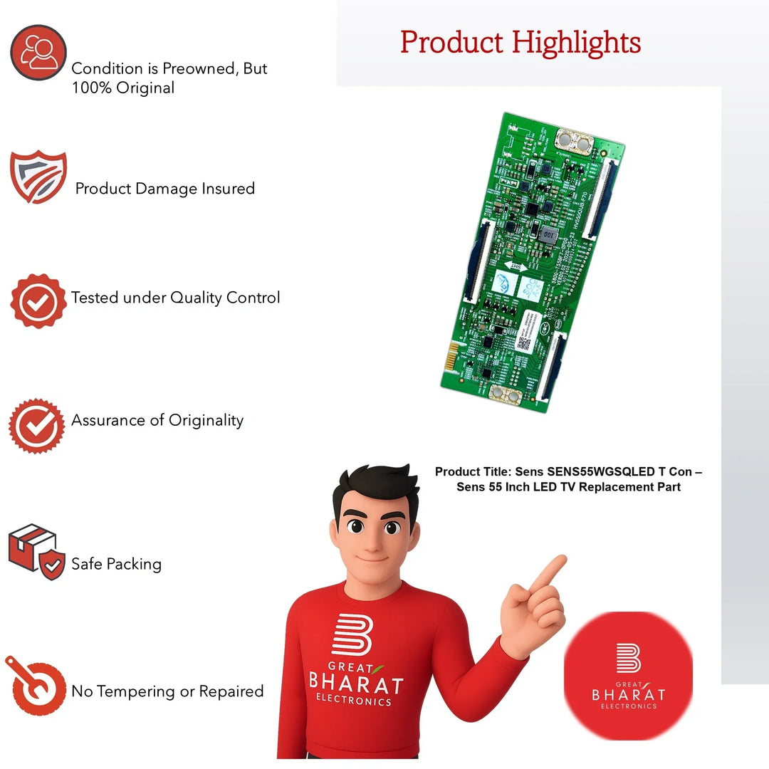 Sens SENS55WGSQLED T-Con Board – Original Sens 55 Inch LED TV Part - Great Bharat Electronics