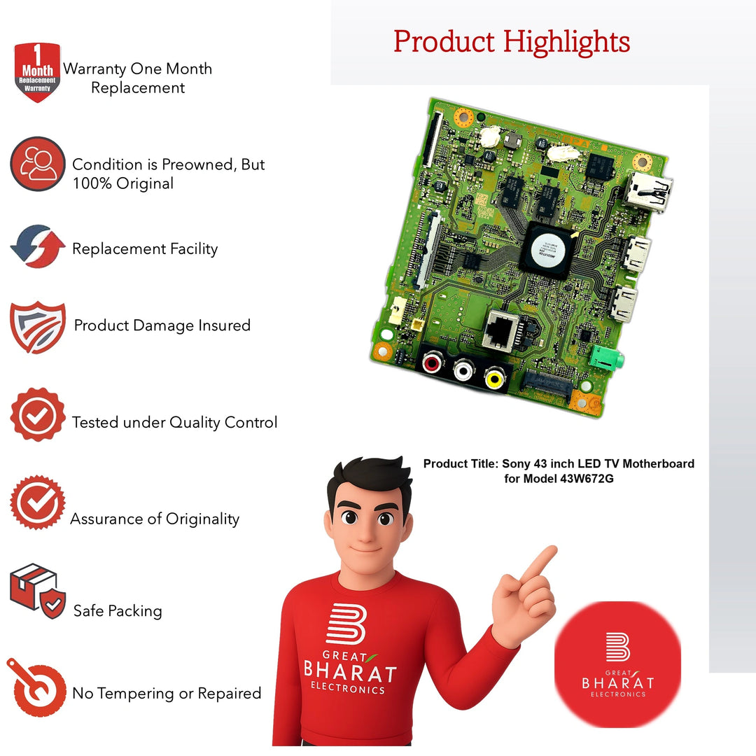 Model 43W672G Sony LED TV Motherboard - Great Bharat Electronics