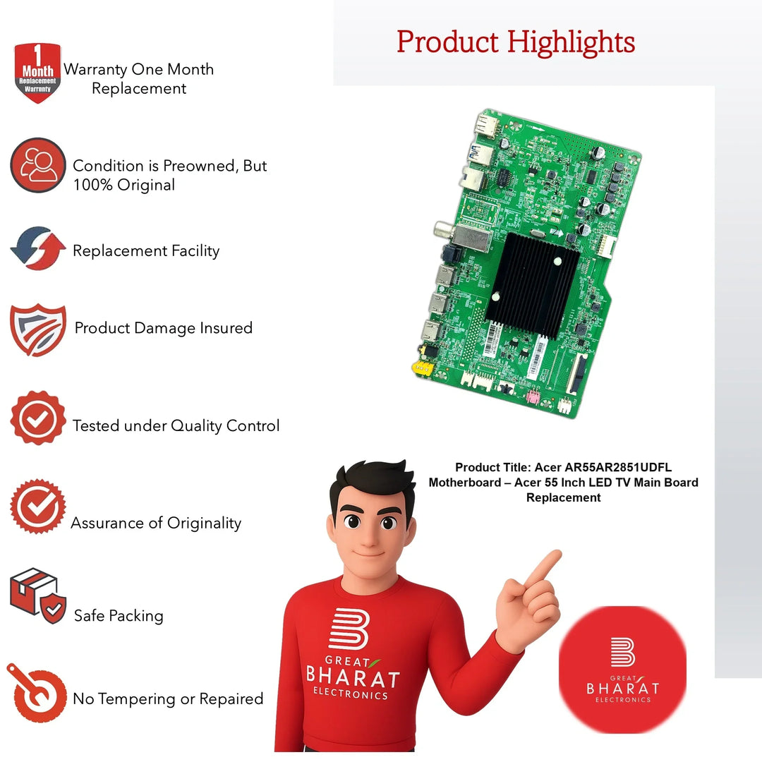 Acer AR55AR2851UDFL Motherboard – Acer 55 Inch LED TV Main Board Replacement - Great Bharat Electronics