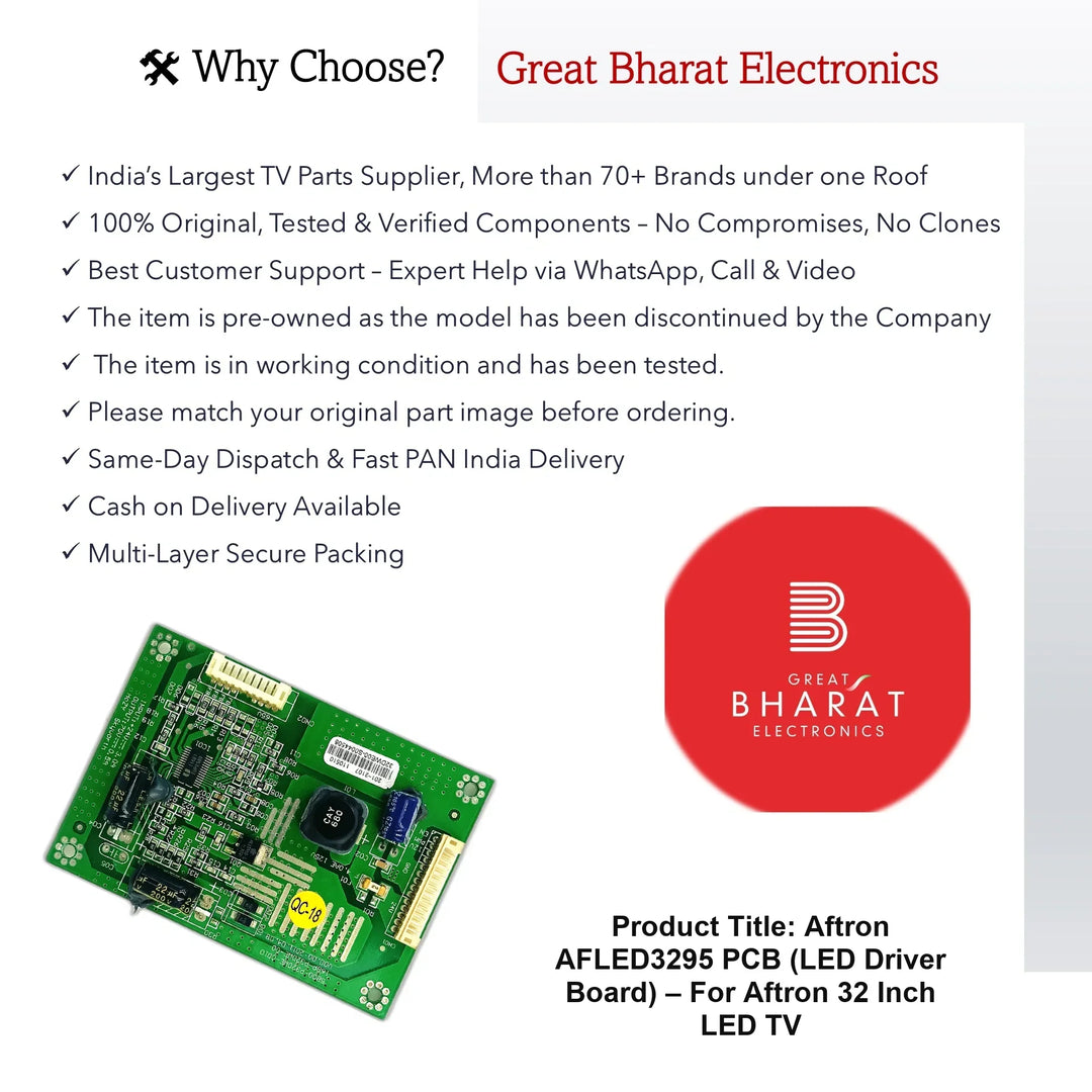 Aftron AFLED3295 PCB (LED Driver Board) – For Aftron 32 Inch LED TV - Great Bharat Electronics