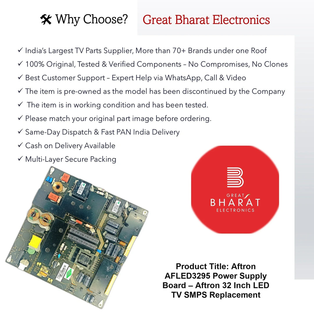 Aftron AFLED3295 Power Supply Board – Aftron 32 Inch LED TV SMPS Replacement - Great Bharat Electronics