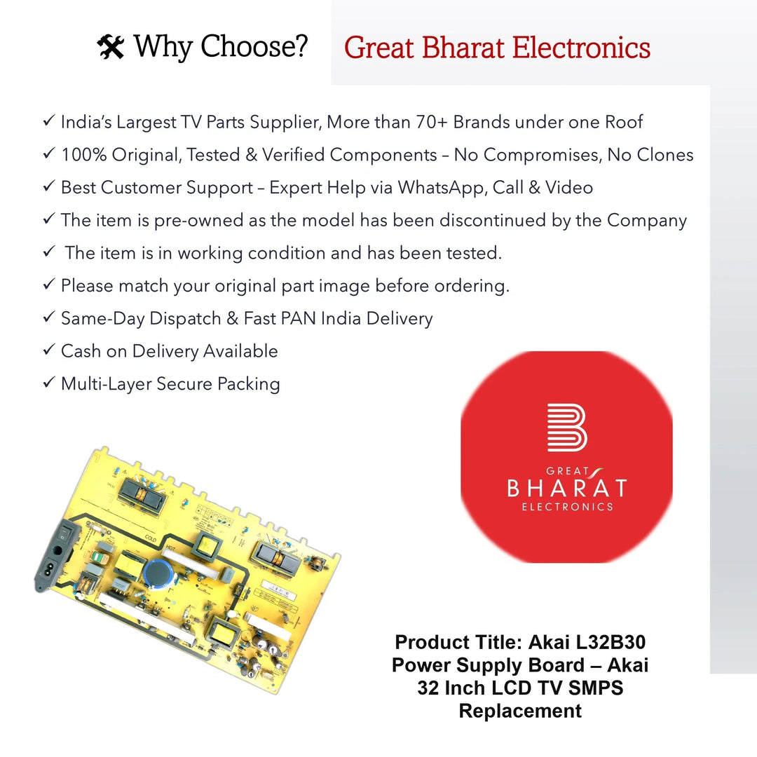 Akai L32B30 Power Supply Board – Akai 32 Inch LCD TV SMPS Replacement - Great Bharat Electronics