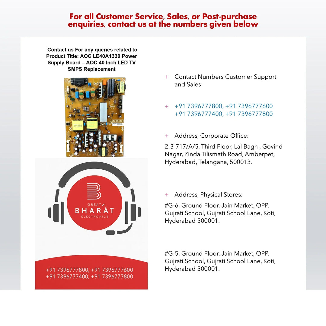 AOC LE40A1330 Power Supply Board – AOC 40 Inch LED TV SMPS Replacement - Great Bharat Electronics