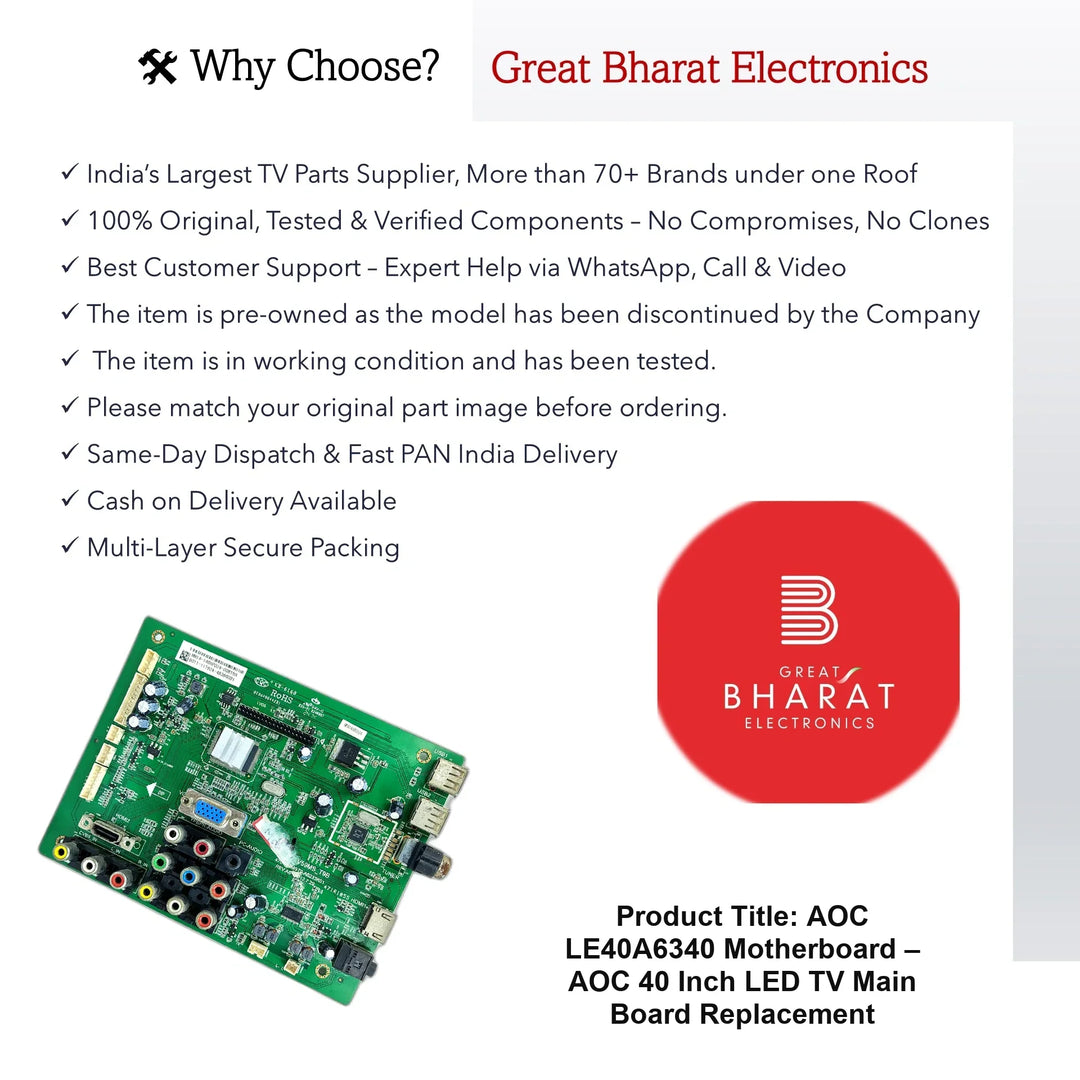 AOC LE40A6340 Motherboard – AOC 40 Inch LED TV Main Board Replacement - Great Bharat Electronics