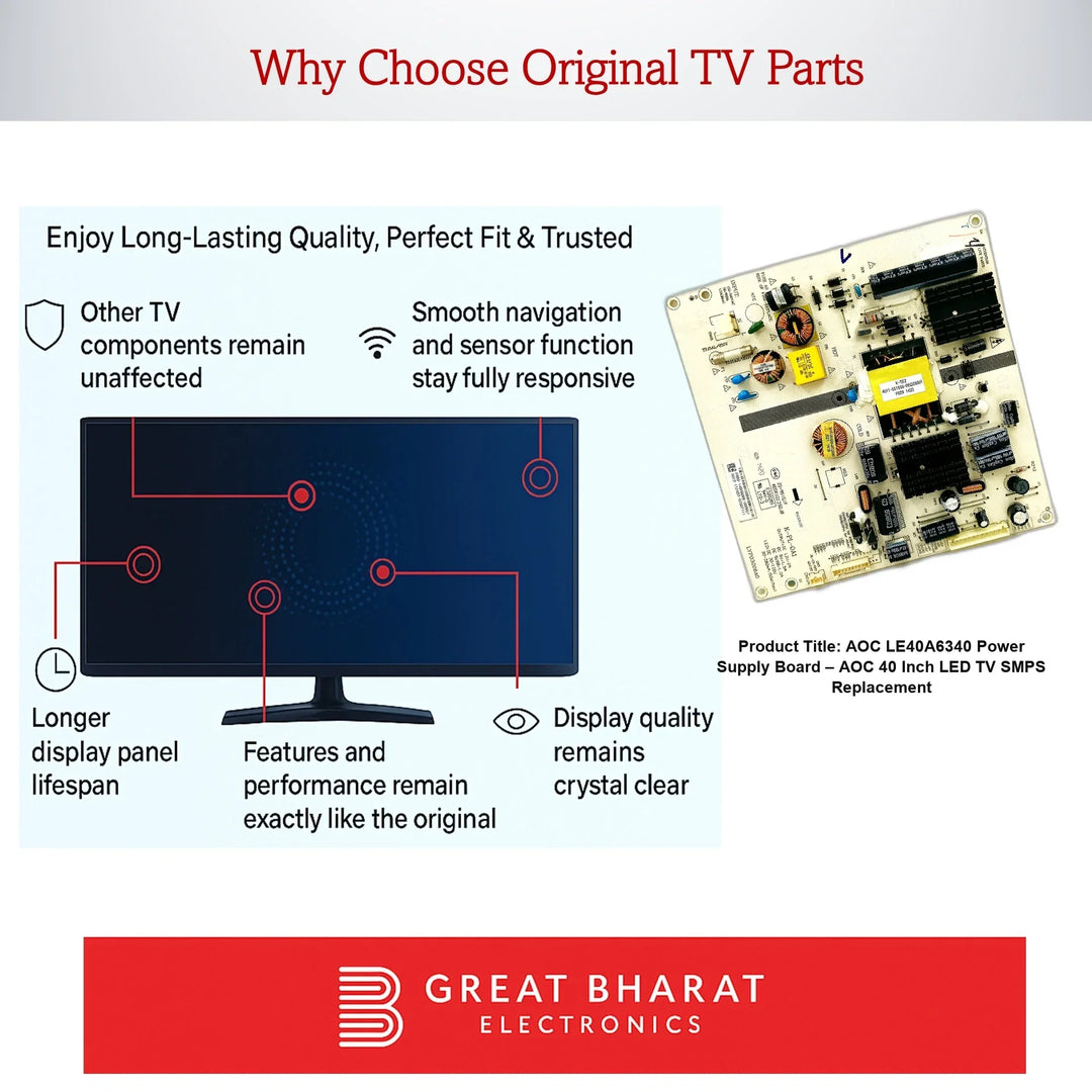 AOC LE40A6340 Power Supply Board – AOC 40 Inch LED TV SMPS Replacement - Great Bharat Electronics