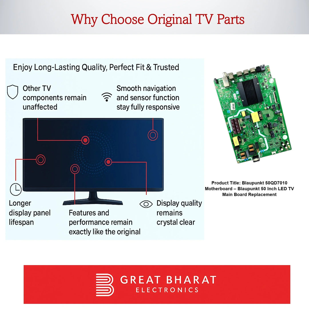 Blaupunkt 50QD7010 Motherboard – Blaupunkt 50 Inch LED TV Main Board Replacement - Great Bharat Electronics