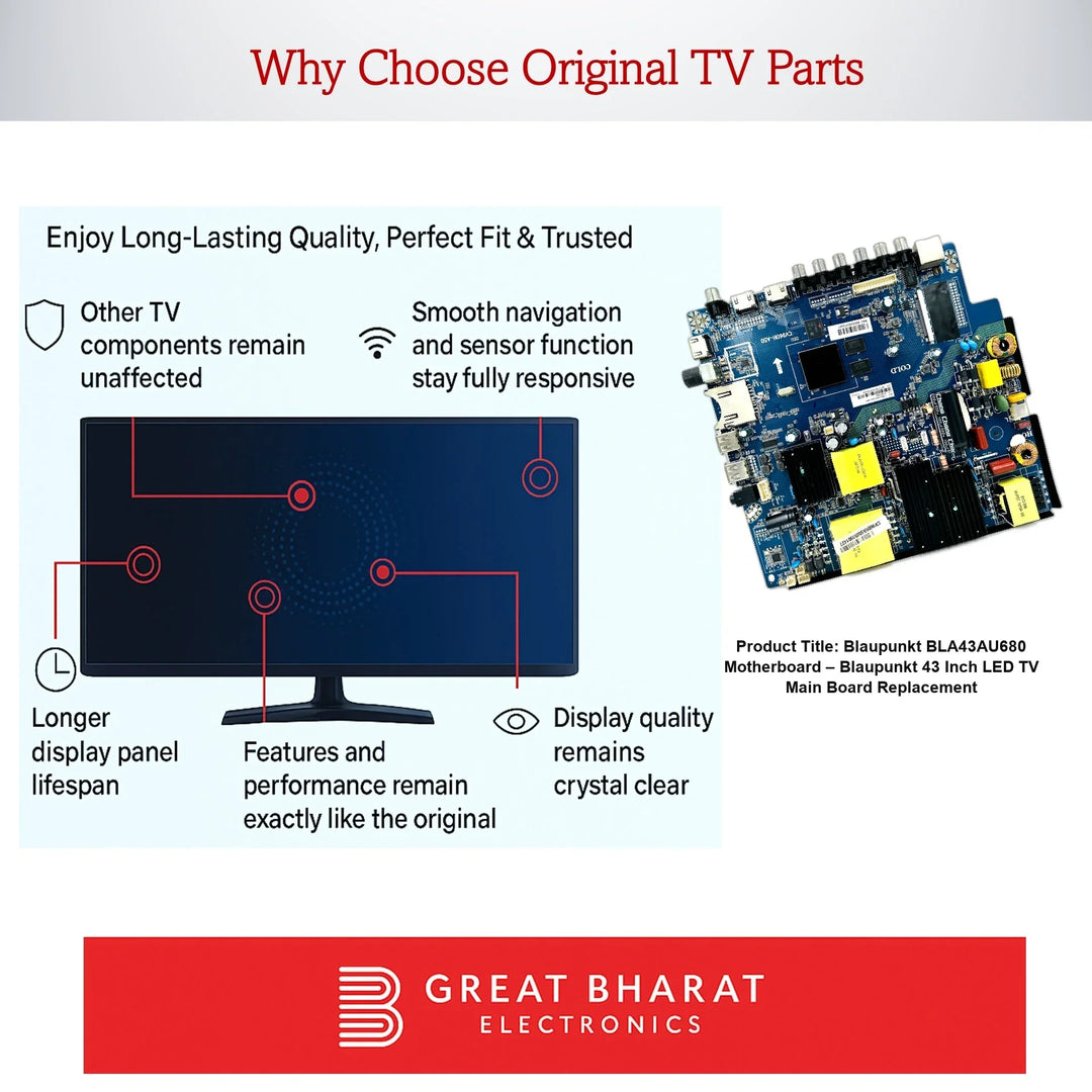 Blaupunkt BLA43AU680 Motherboard – Blaupunkt 43 Inch LED TV Main Board Replacement - Great Bharat Electronics