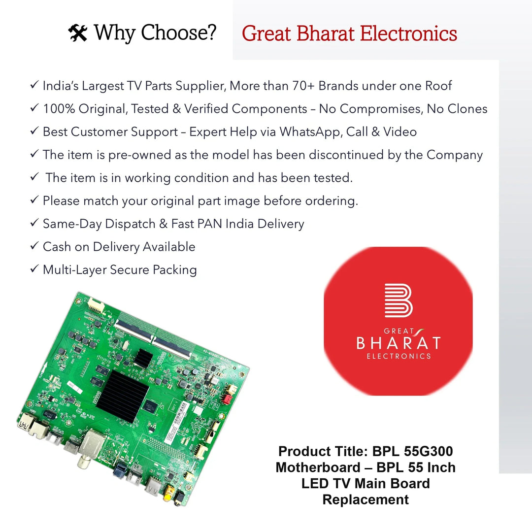 BPL 55G300 Motherboard – BPL 55 Inch LED TV Main Board Replacement - Great Bharat Electronics