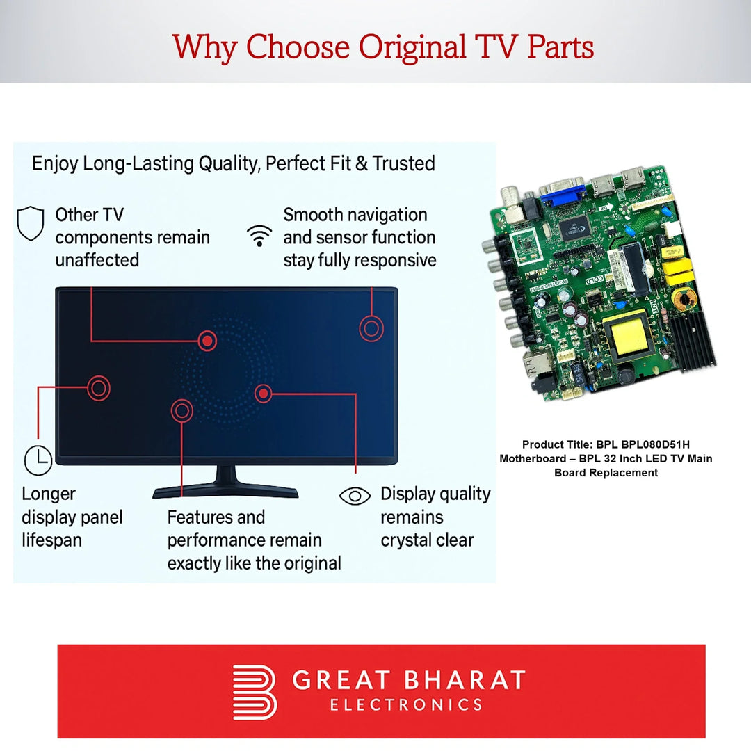 BPL BPL080D51H Motherboard – BPL 32 Inch LED TV Main Board Replacement - Great Bharat Electronics