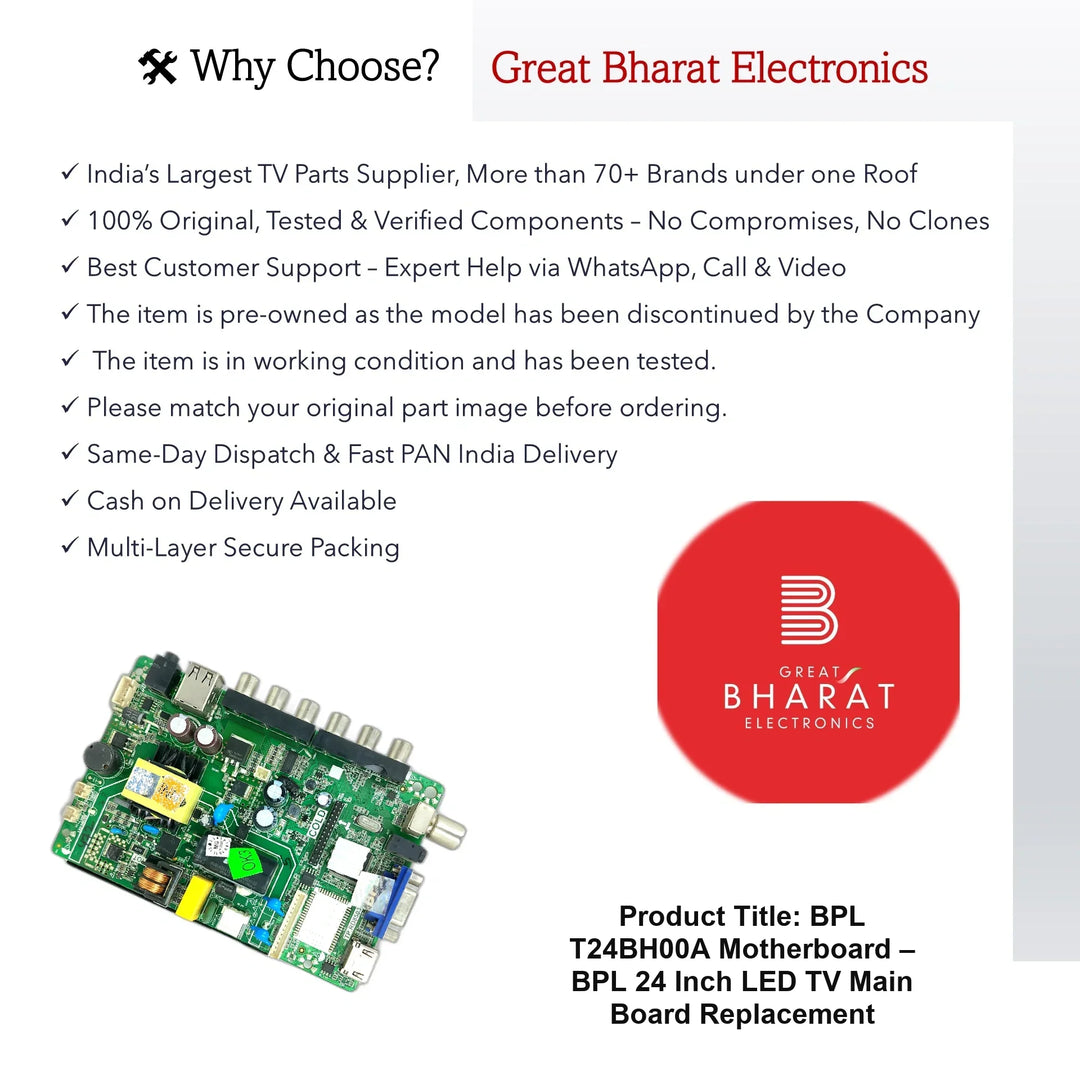 BPL T24BH00A Motherboard – BPL 24 Inch LED TV Main Board Replacement - Great Bharat Electronics
