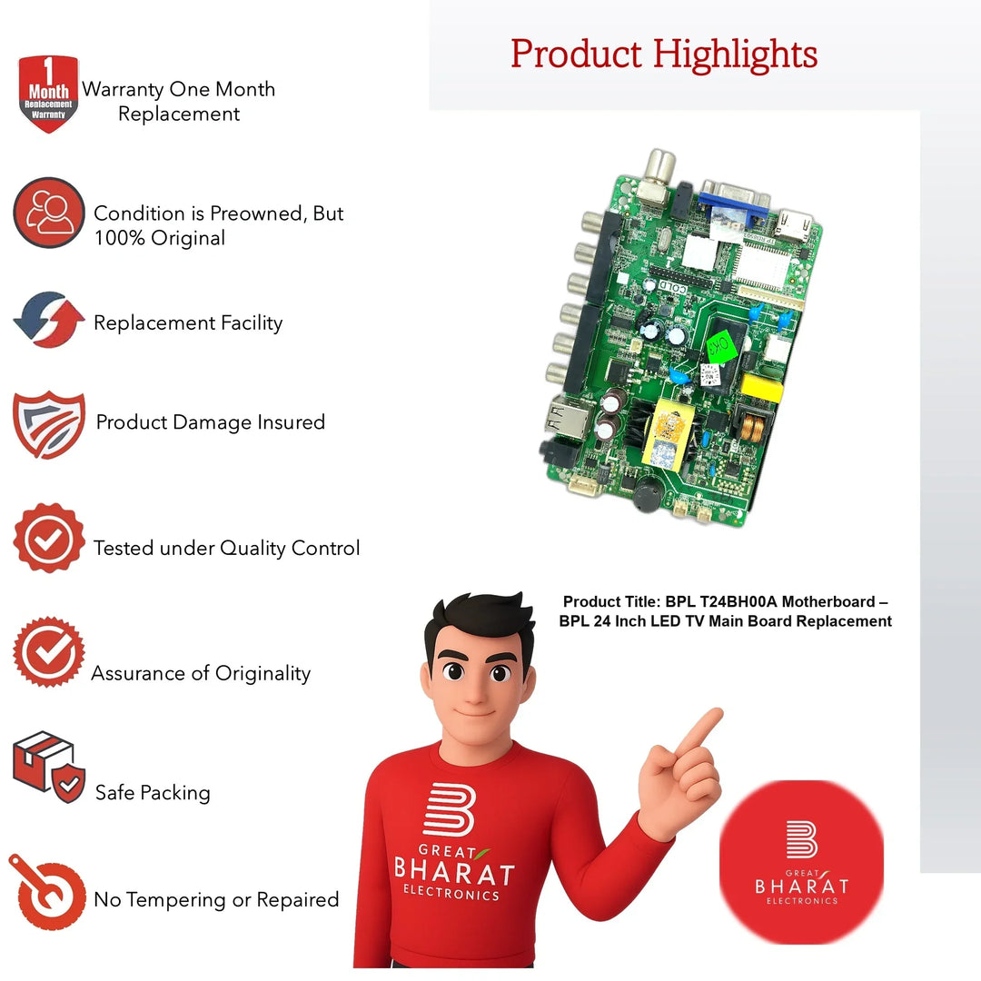 BPL T24BH00A Motherboard – BPL 24 Inch LED TV Main Board Replacement - Great Bharat Electronics