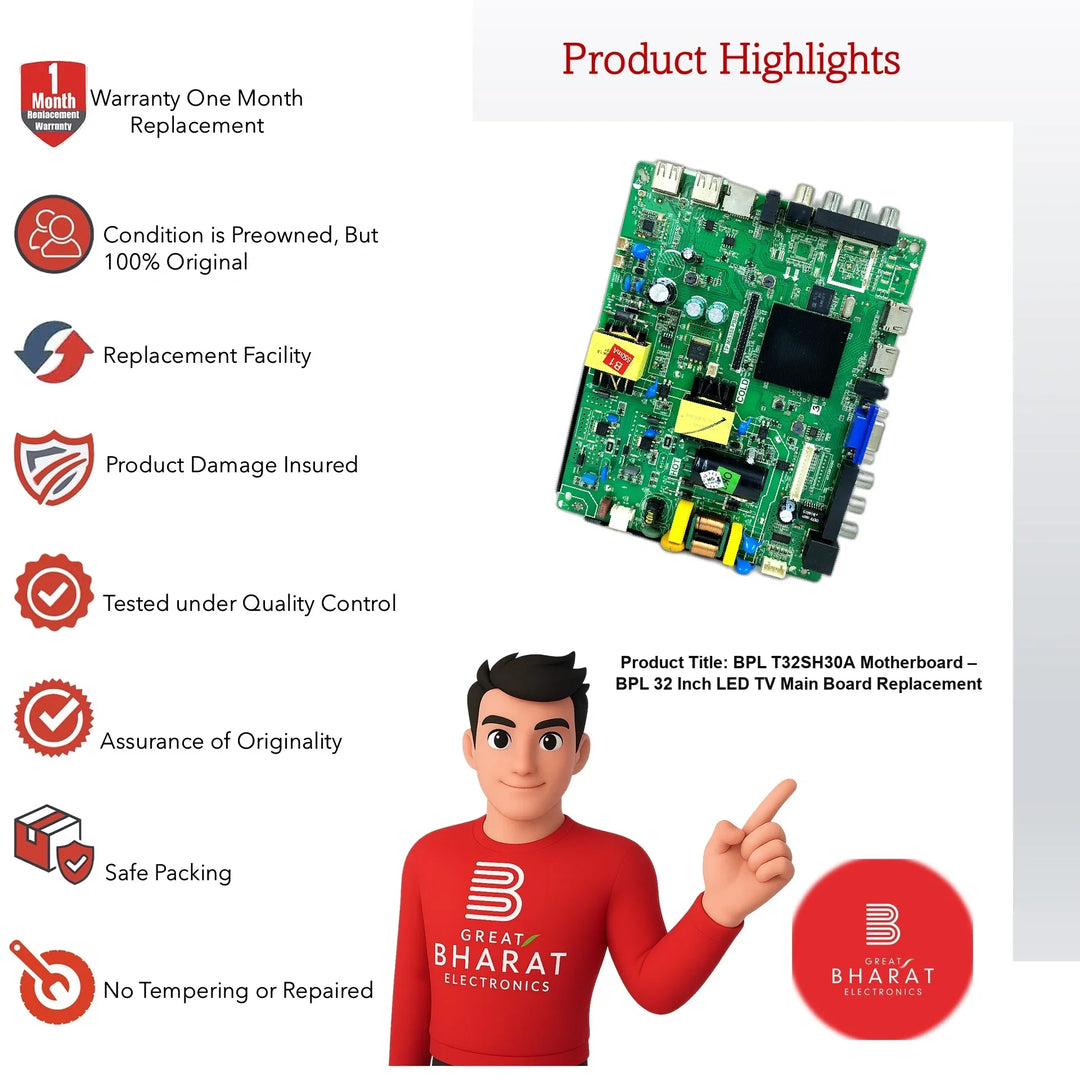BPL T32SH30A Motherboard – BPL 32 Inch LED TV Main Board Replacement - Great Bharat Electronics