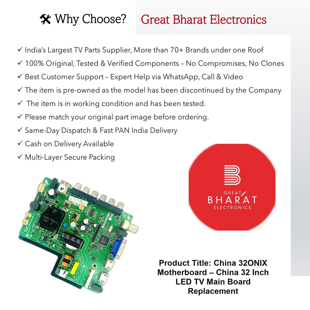 China 32ONIX Motherboard – China 32 Inch LED TV Main Board Replacement - Great Bharat Electronics