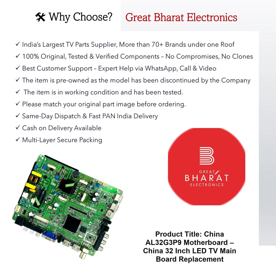 China AL32G3P9 Motherboard – China 32 Inch LED TV Main Board Replacement - Great Bharat Electronics