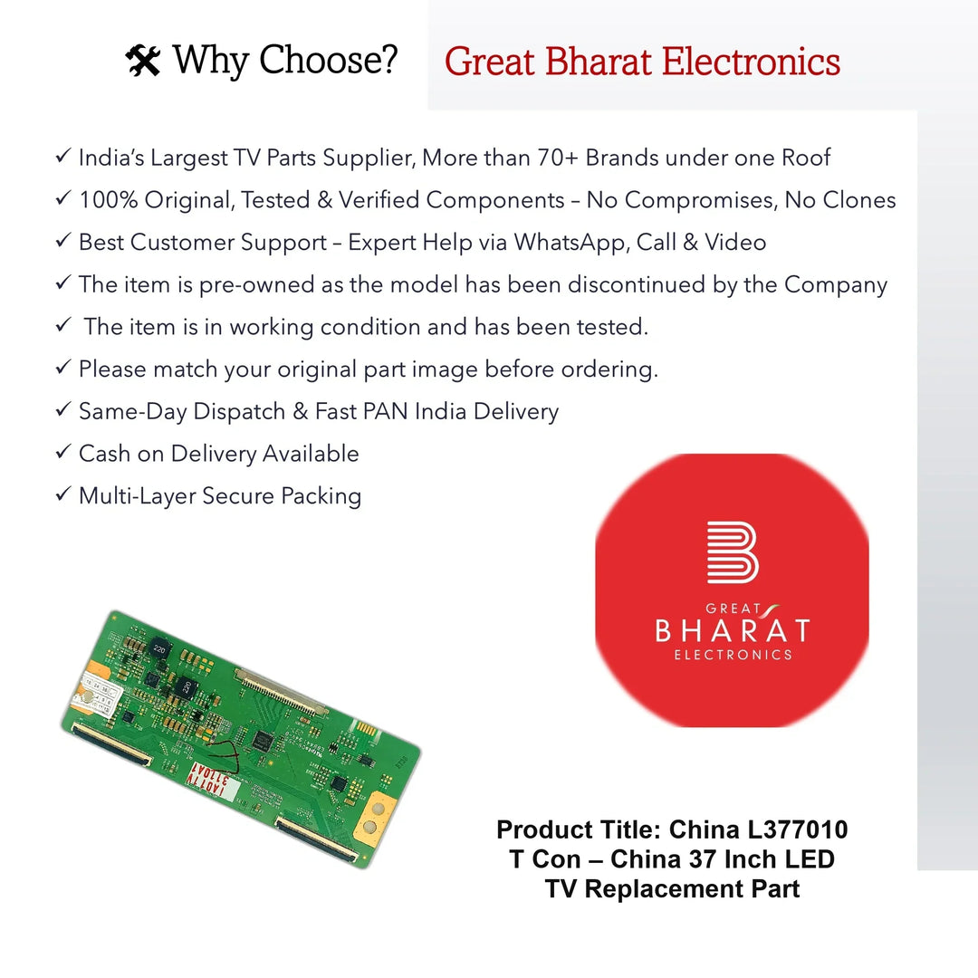 China L377010 T-Con Board β China 37 Inch LED TV Replacement Part - Great Bharat Electronics
