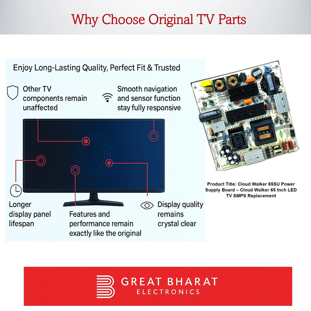 Cloud Walker 65SU Power Supply Board – Cloud Walker 65 Inch LED TV SMPS Replacement - Great Bharat Electronics