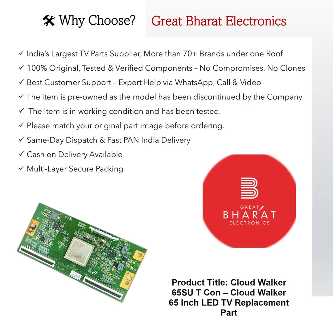 Cloud Walker 65SU T-Con Board β Cloud Walker 65 Inch LED TV Replacement Part - Great Bharat Electronics