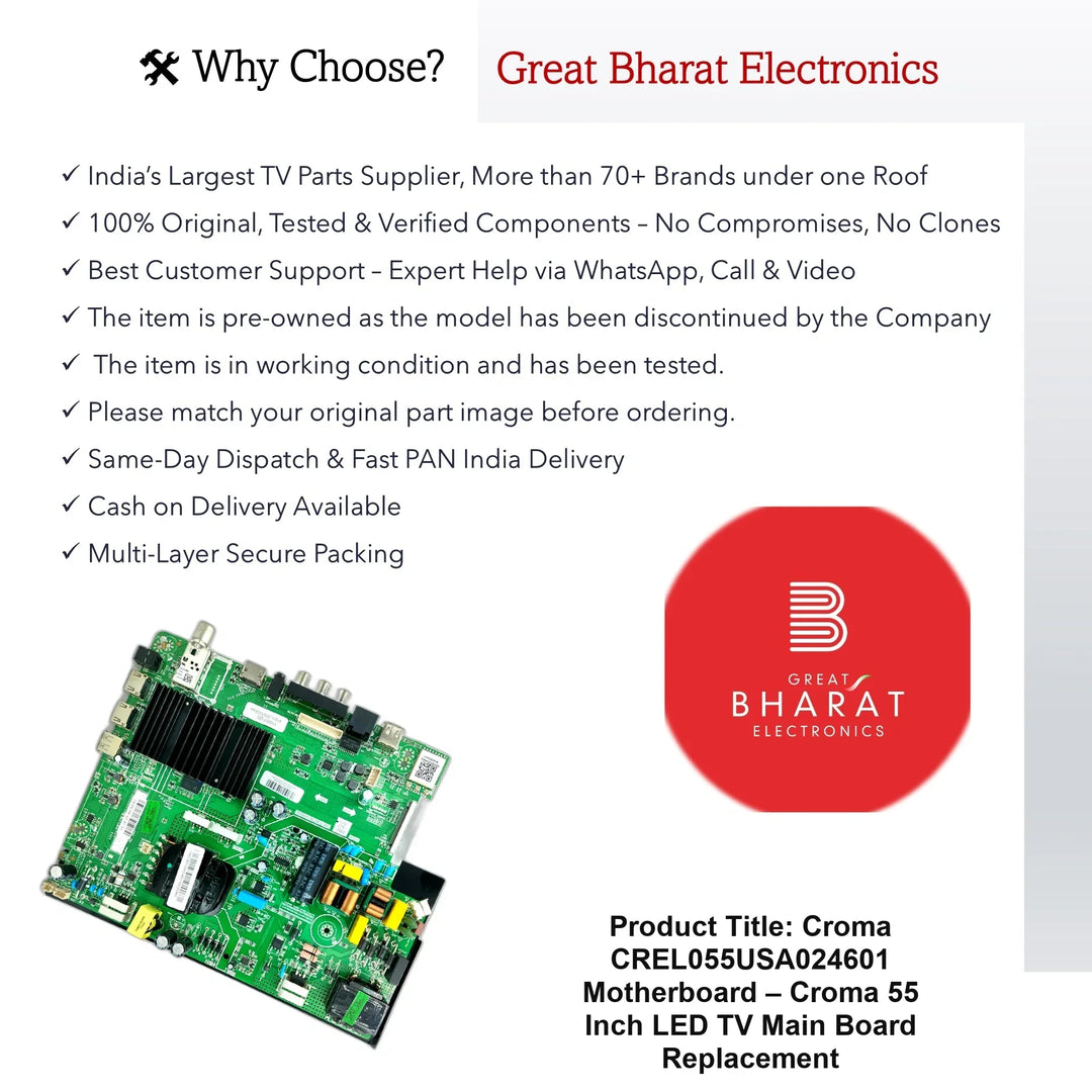 Croma CREL055USA024601 Motherboard – Croma 55 Inch LED TV Main Board Replacement - Great Bharat Electronics