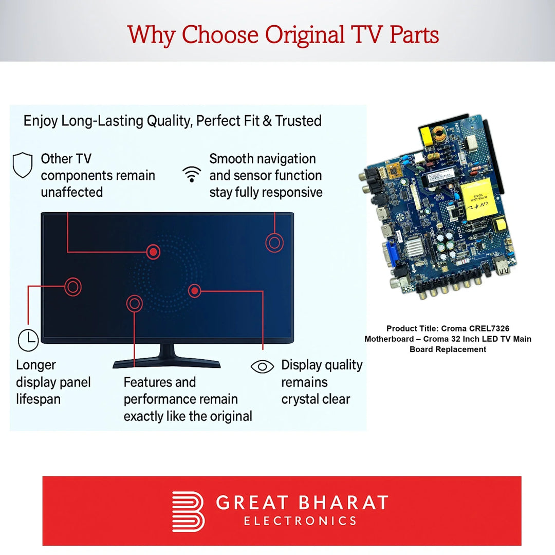 Croma CREL7326 Motherboard – Croma 32 Inch LED TV Main Board Replacement - Great Bharat Electronics
