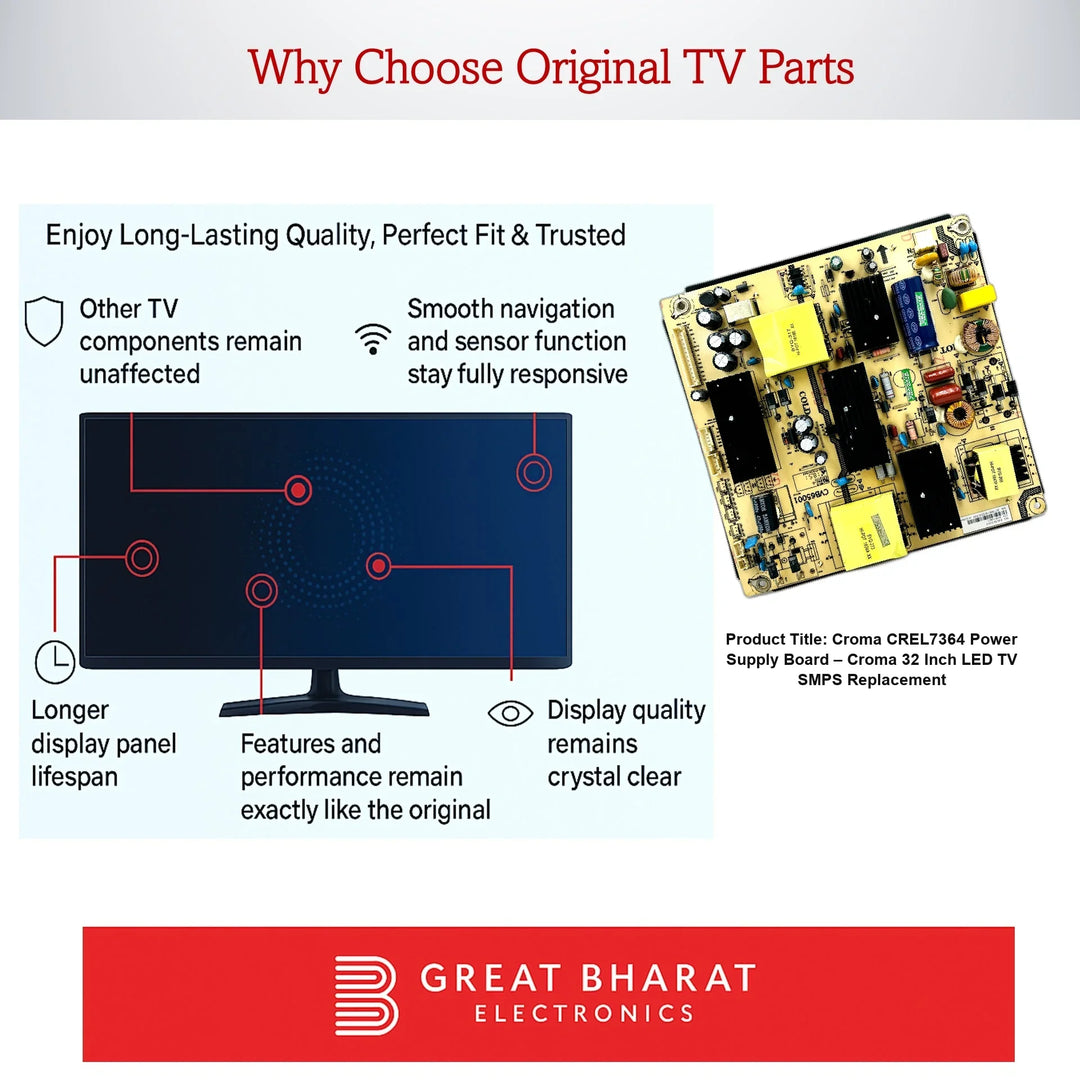 Croma CREL7364 Power Supply Board – Croma 32 Inch LED TV SMPS Replacement - Great Bharat Electronics