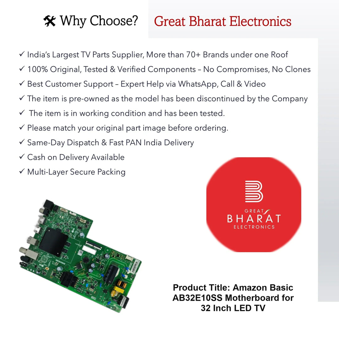 Amazon Basic AB32E10SS Motherboard for 32 Inch LED TV - Great Bharat Electronics