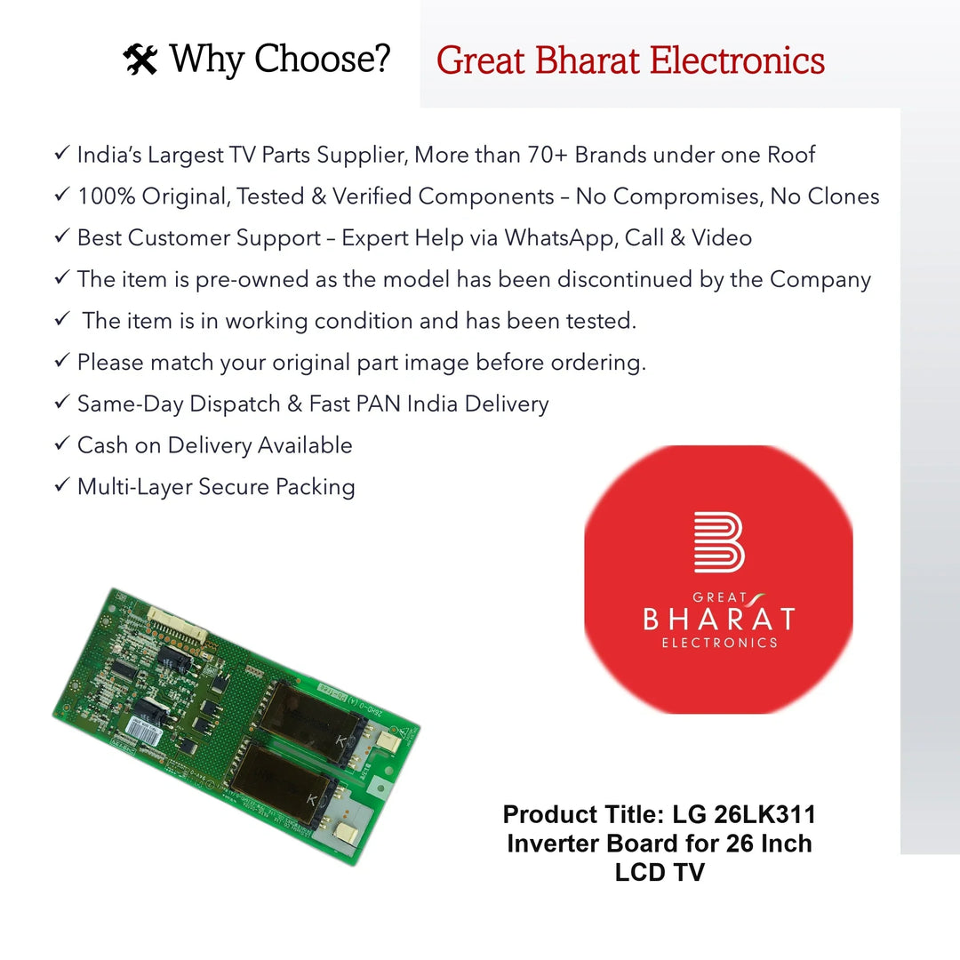 LG 26LK311 Inverter Board for 26 Inch LCD TV - Great Bharat Electronics
