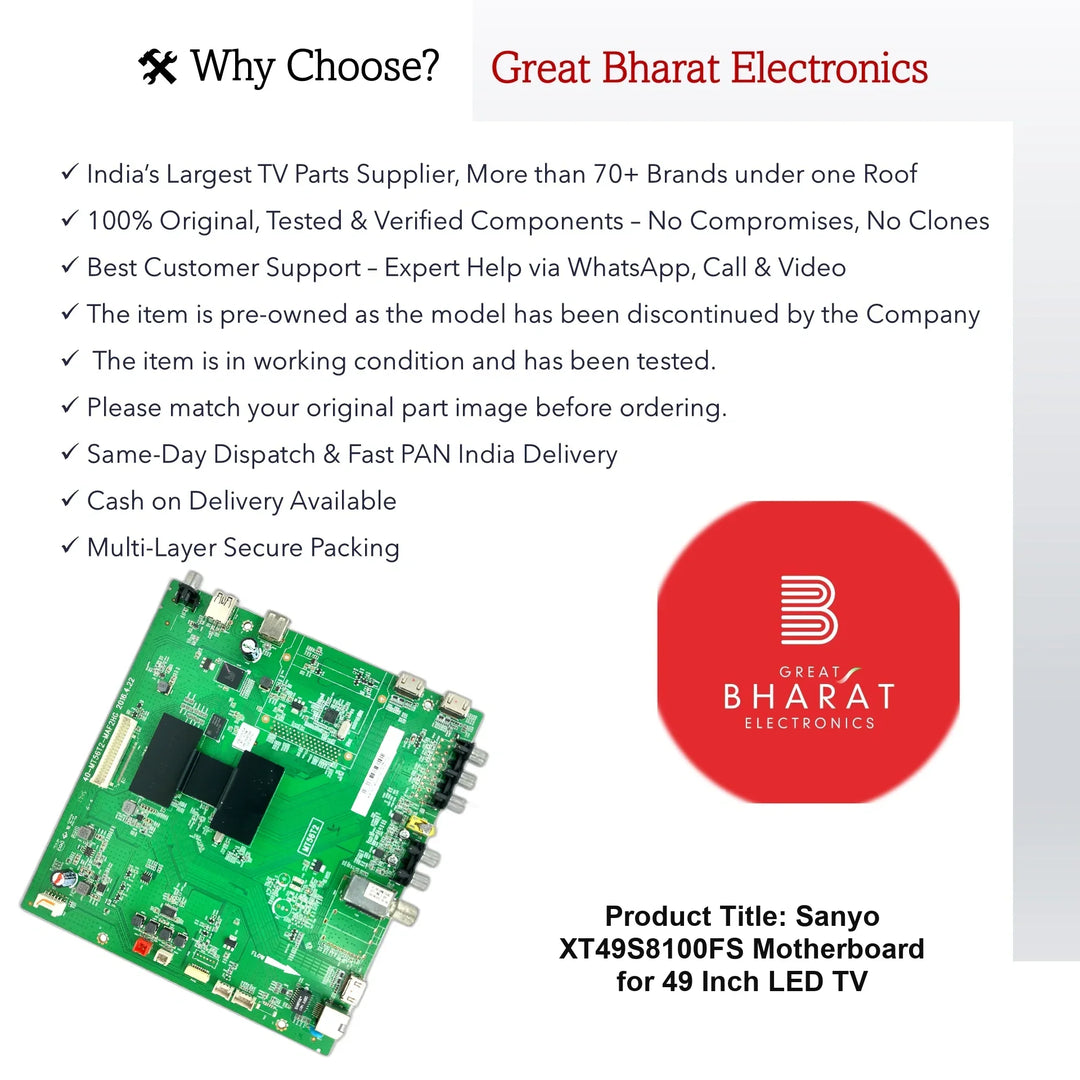 Sanyo XT49S8100FS Motherboard for 49 Inch LED TV - Great Bharat Electronics