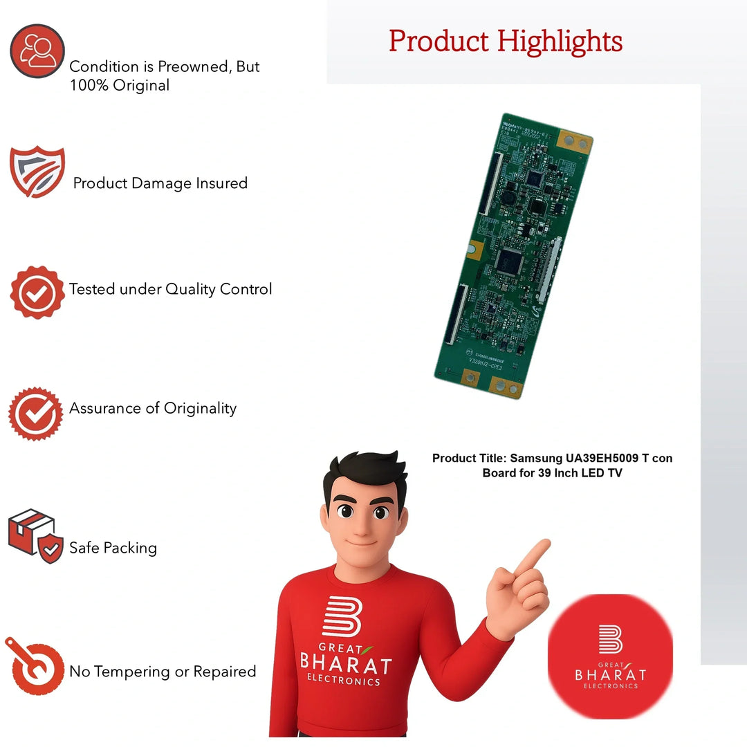 Samsung UA39EH5009 T-con Board for 39 Inch LED TV - Great Bharat Electronics