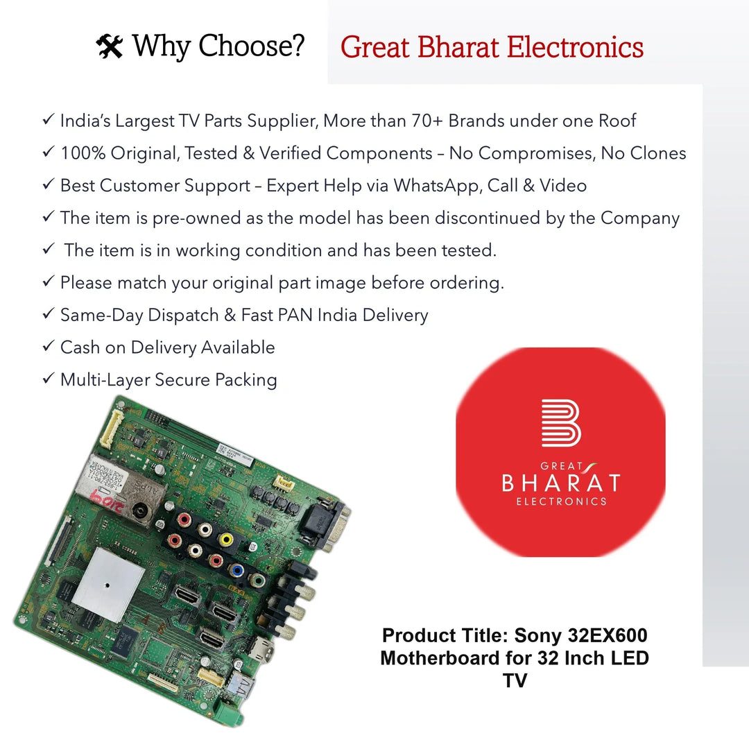 Sony 32EX600 Motherboard for 32 Inch LED TV - Great Bharat Electronics