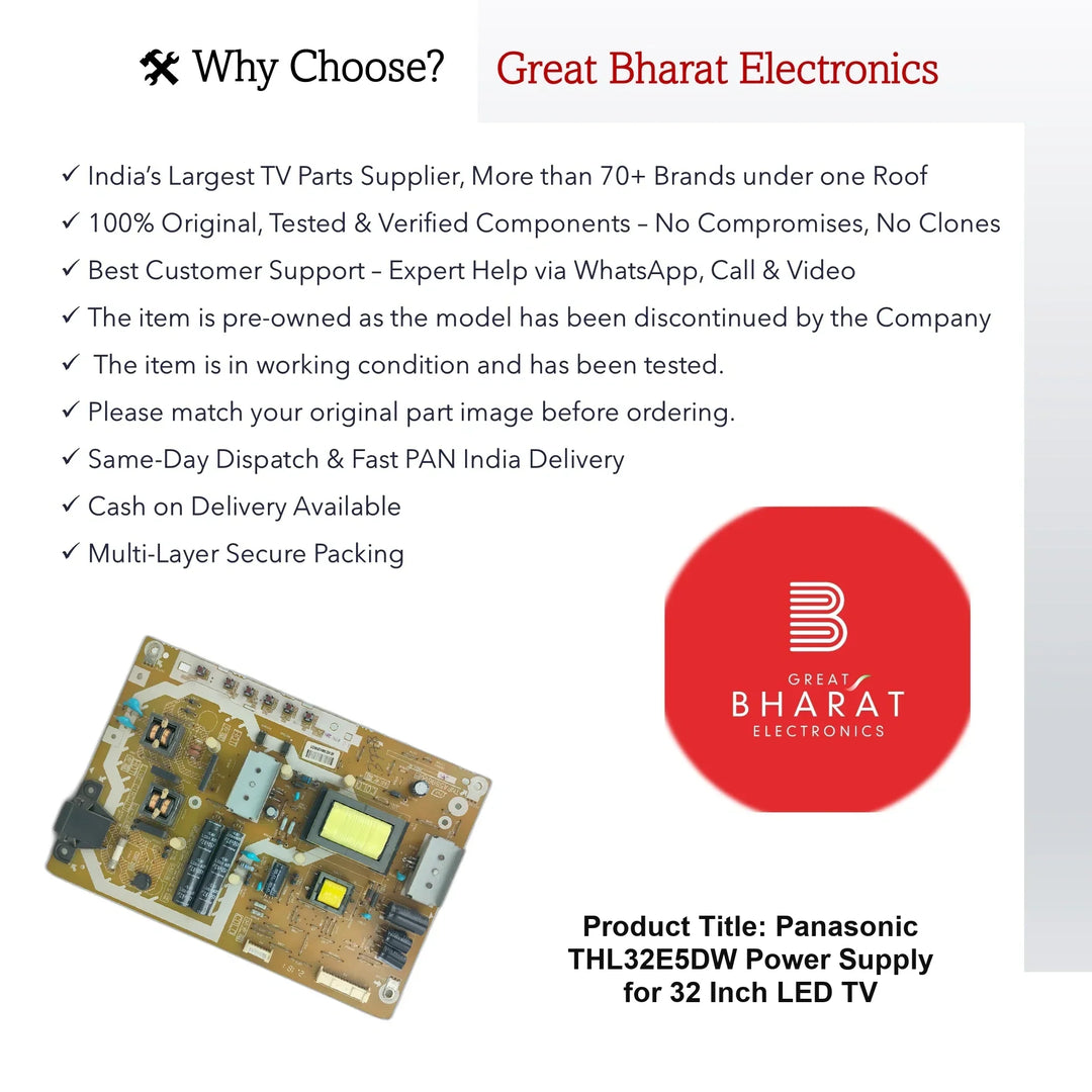 Panasonic THL32E5DW Power Supply for 32 Inch LED TV - Great Bharat Electronics