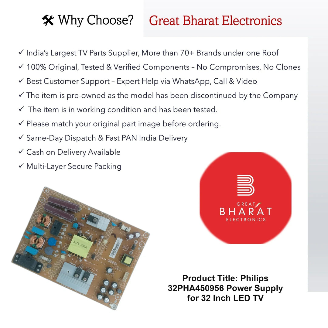 Philips 32PHA450956 Power Supply for 32 Inch LED TV - Great Bharat Electronics