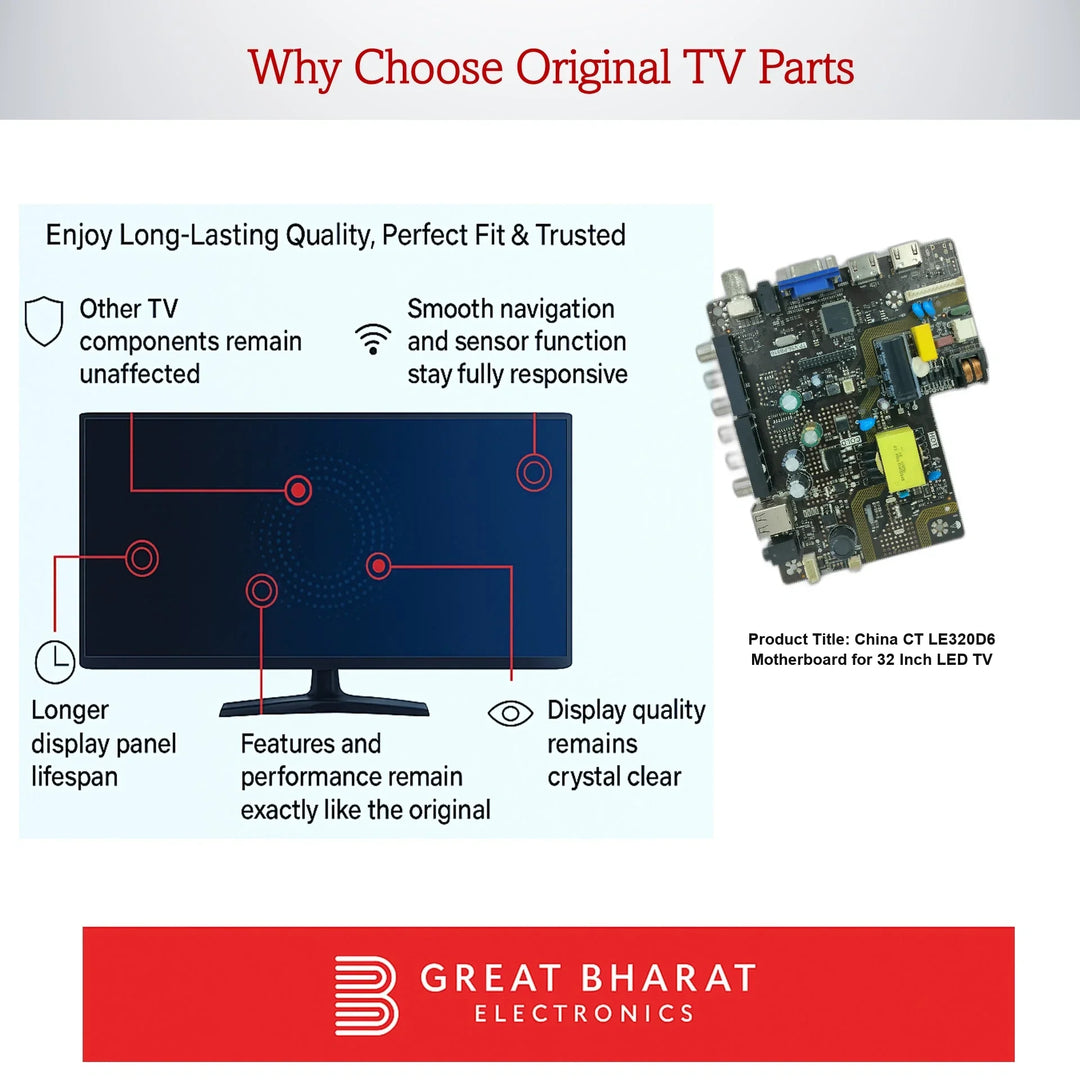 China CT-LE320D6 Motherboard for 32 Inch LED TV - Great Bharat Electronics
