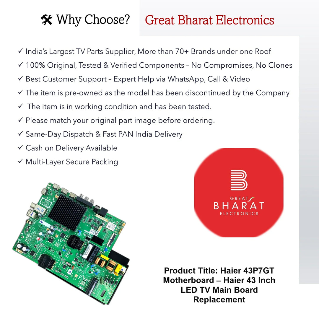 Haier 43P7GT Motherboard – Haier 43 Inch LED TV Main Board Replacement - Great Bharat Electronics