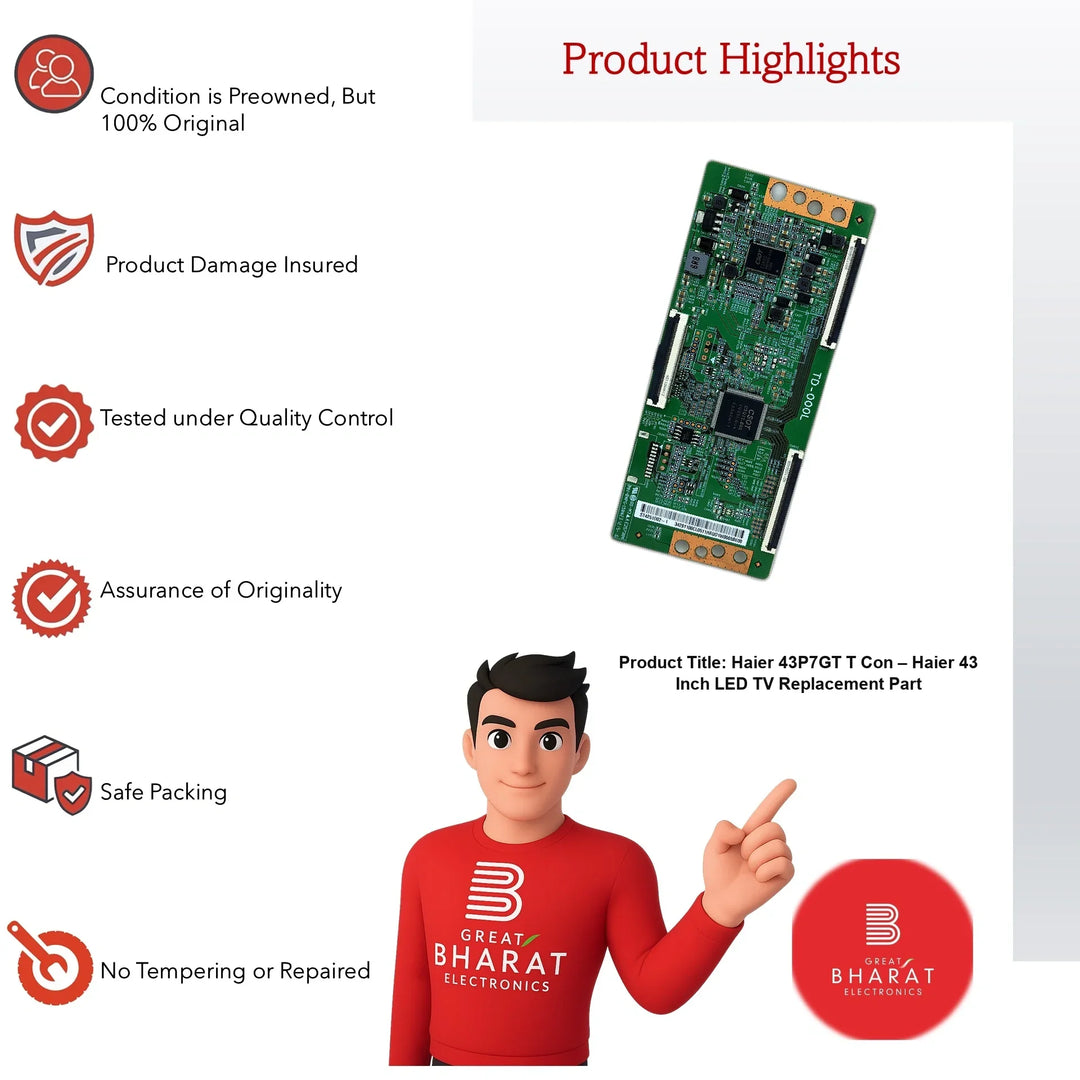 Haier 43P7GT T-Con Board – Haier 43 Inch LED TV Replacement Part - Great Bharat Electronics