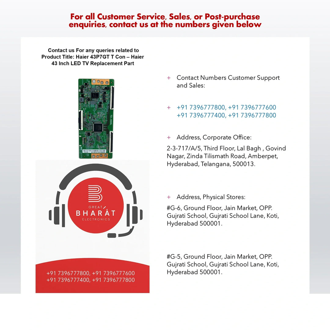 Haier 43P7GT T-Con Board – Haier 43 Inch LED TV Replacement Part - Great Bharat Electronics