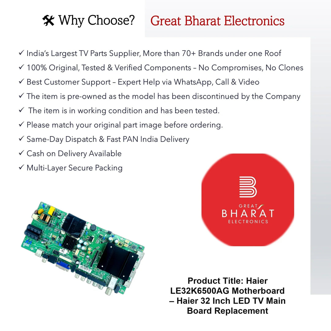 Haier LE32K6500AG Motherboard – Haier 32 Inch LED TV Main Board Replacement - Great Bharat Electronics