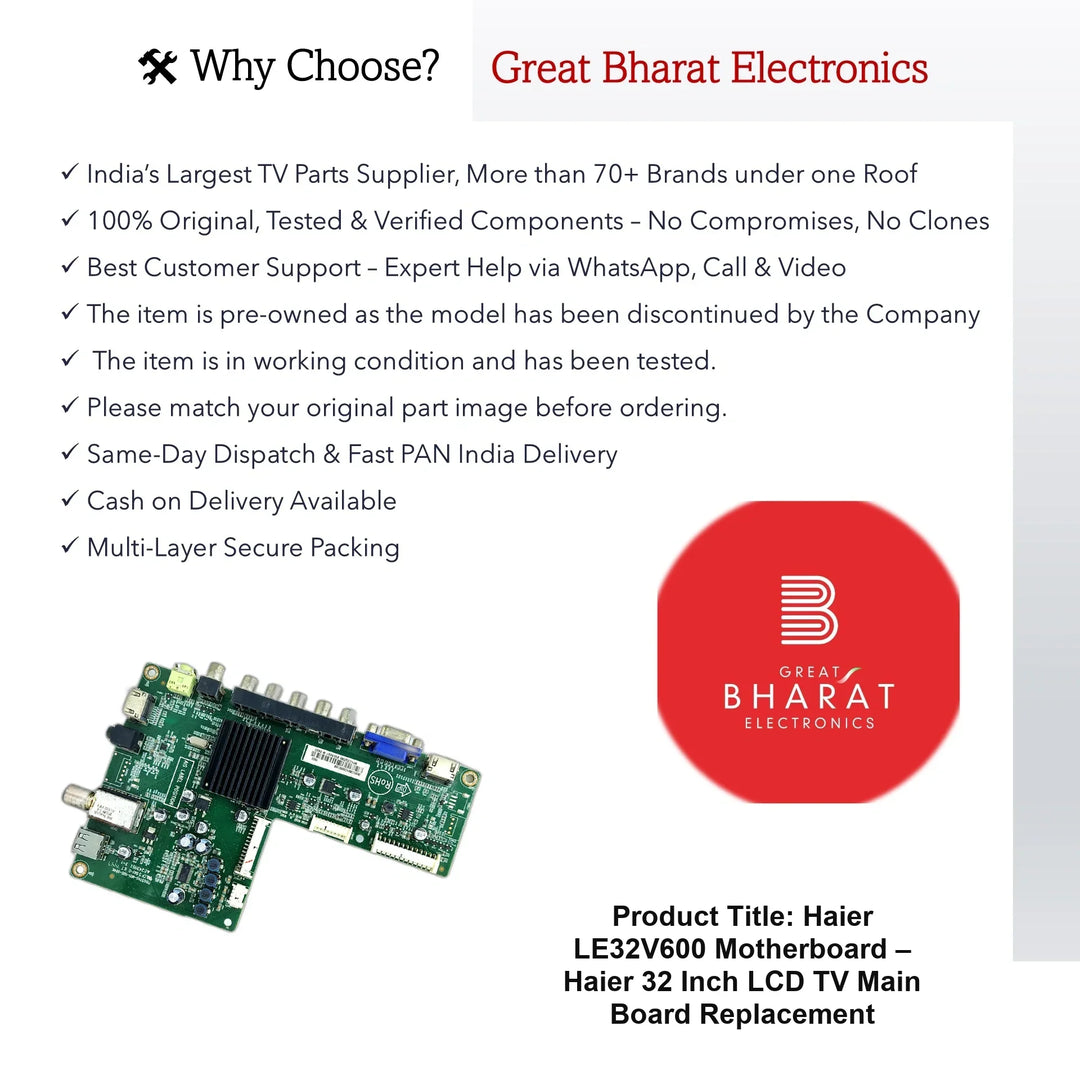 Haier LE32V600 Motherboard – Haier 32 Inch LCD TV Main Board Replacement - Great Bharat Electronics