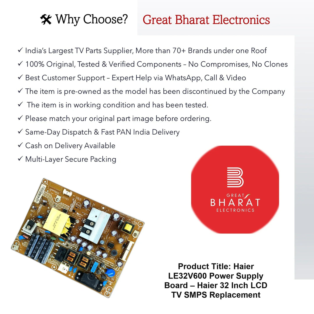 Haier LE32V600 Power Supply Board – Haier 32 Inch LCD TV SMPS Replacement - Great Bharat Electronics