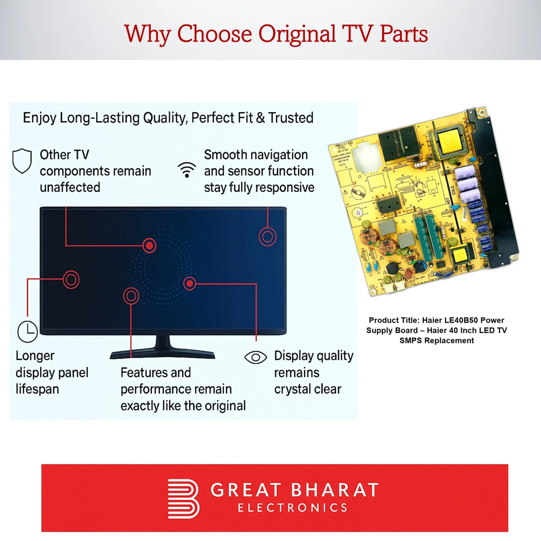 Haier LE40B50 Power Supply Board – Haier 40 Inch LED TV SMPS Replacement - Great Bharat Electronics