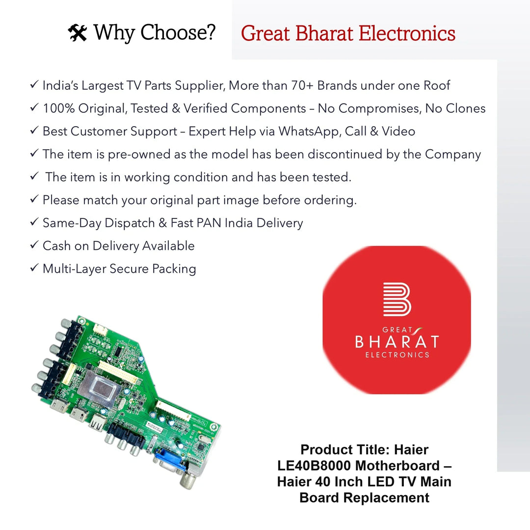Haier LE40B8000 Motherboard – Haier 40 Inch LED TV Main Board Replacement - Great Bharat Electronics
