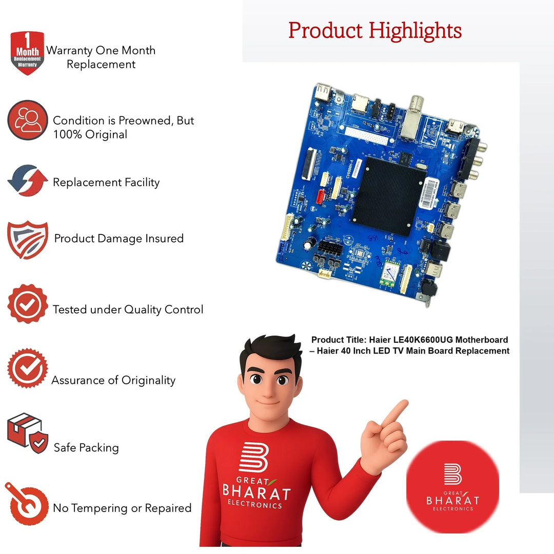 Haier LE40K6600UG Motherboard – Haier 40 Inch LED TV Main Board Replacement - Great Bharat Electronics