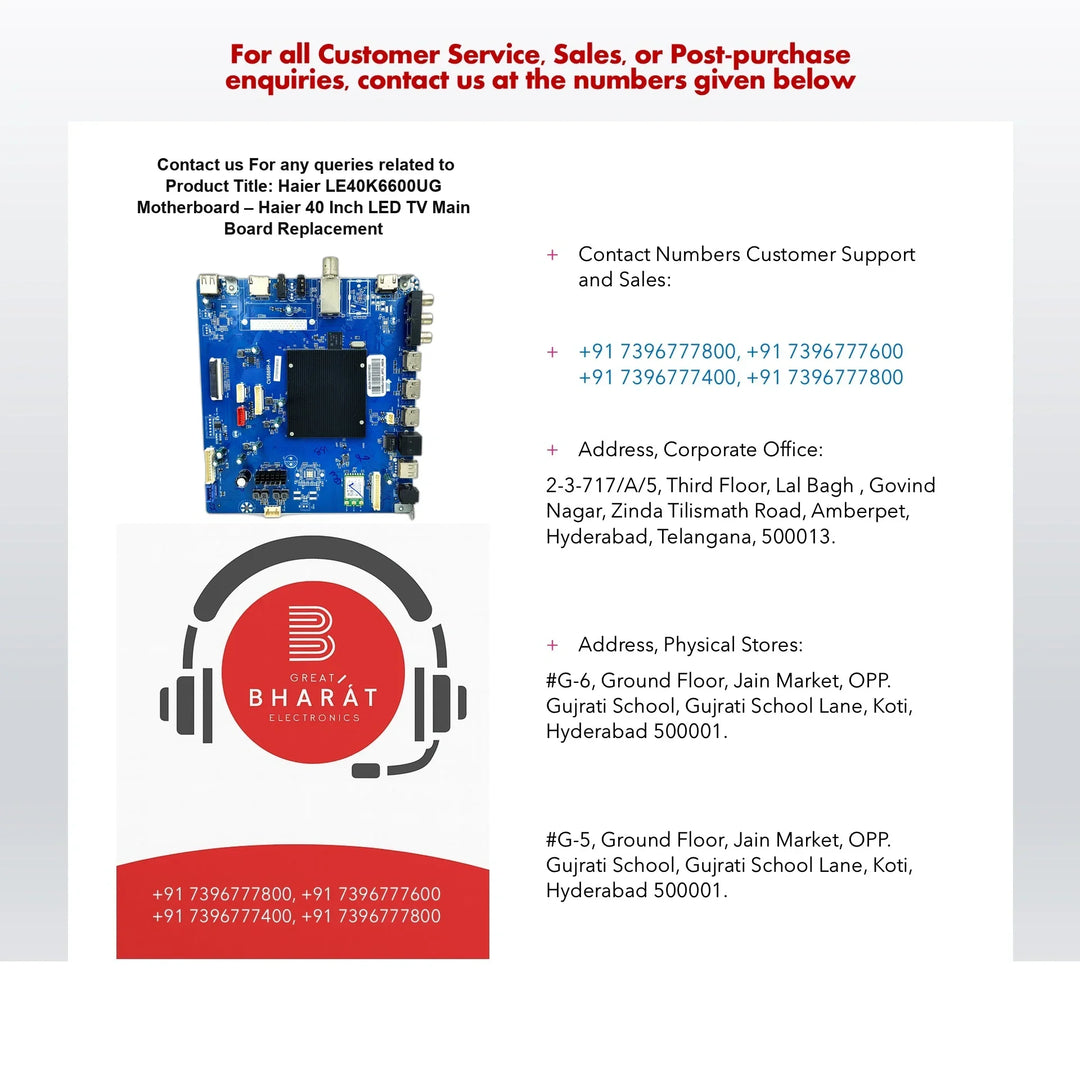 Haier LE40K6600UG Motherboard – Haier 40 Inch LED TV Main Board Replacement - Great Bharat Electronics