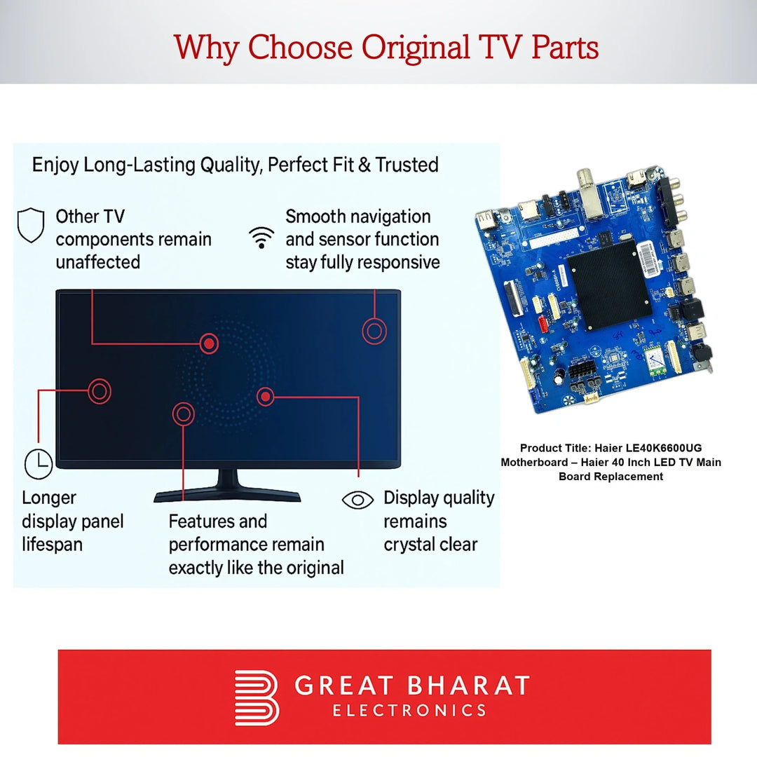 Haier LE40K6600UG Motherboard – Haier 40 Inch LED TV Main Board Replacement - Great Bharat Electronics